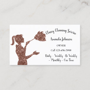 Carte De Visite Rose Logo Maid 1 Parties scintillant de nettoyage 