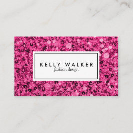 Carte de visite rose lumineux de paillette
