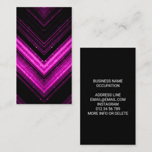Carte De Visite Rose magenta métallisé scintillant chevron noir