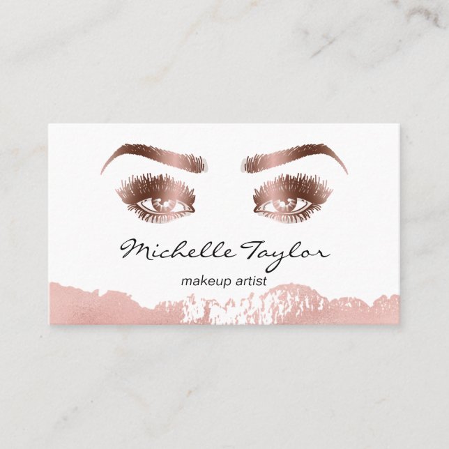 Carte De Visite Rose maquillage d'or lashes sourcils sourcils sour (Devant)