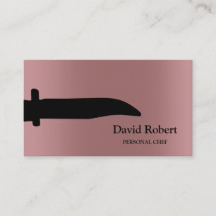 Carte De Visite Rose métallique Gold Chef Couteau Moderne