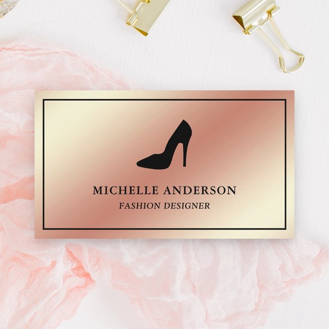 Carte De Visite Rose métallique Gold Foil High Heels Stilettos (Créateur téléchargé)
