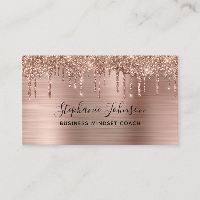 Carte De Visite Rose métallique Gold Luxe Parties scintillant Boss (Devant)