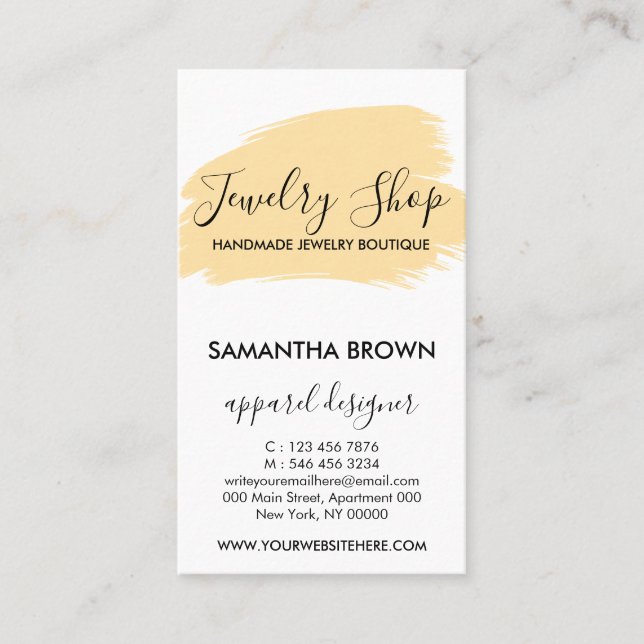 Carte De Visite Rose moderne 5 joaillerie Instructions jaune (Devant)