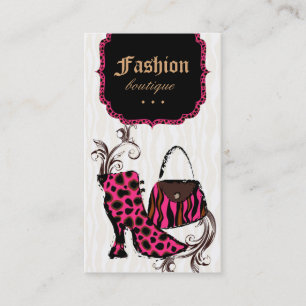 Carte De Visite Rose moderne de zèbre de léopard de botte de sac à