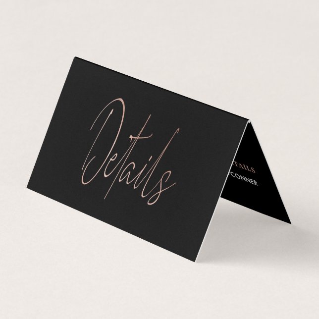 Carte De Visite Rose moderne Gold Foil Script & Photo Detail Card (Devant)