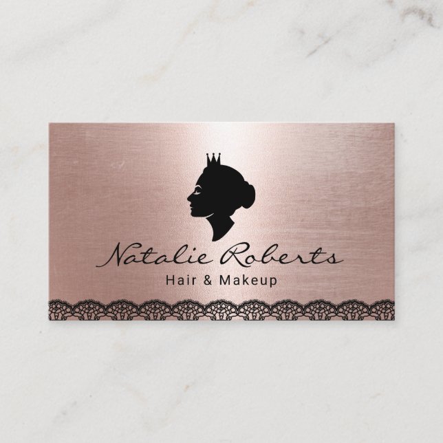 Carte De Visite Rose moderne Gold Queen Logo Beauté Salon Spa (Devant)