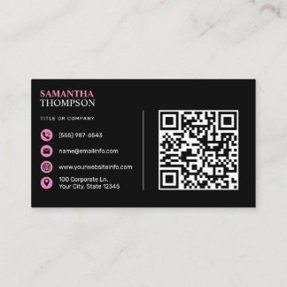 Carte De Visite Rose moderne minimaliste professionnel QR Code noi