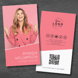 Carte De Visite Rose Moderne Photo Votre Logo