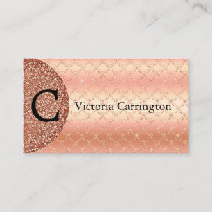 Carte De Visite Rose Monogramme or Parties scintillant Mermaid Mot