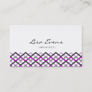 Carte de visite rose Motif classique Chevron