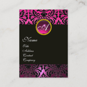 Carte De Visite ROSE NOIR AMÉTHYST DOMMASK MONOGRAM Fuchsia Floral