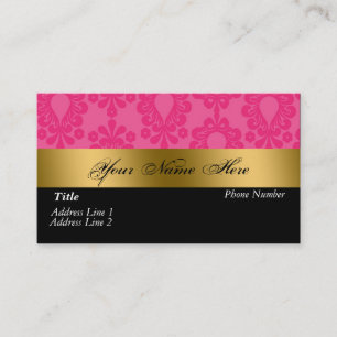 Carte de visite rose noir de damassé d'or
