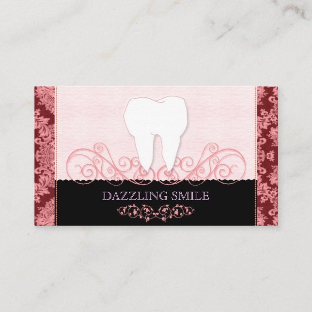 Carte De Visite Rose + noir dentisterie cosmétique (Devant)