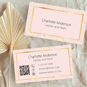 Carte De Visite Rose or blush élégant code QR moderne