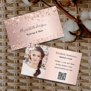 Carte De Visite Rose or blush parties scintillant poussière photo