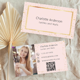 Carte De Visite Rose or blush photo moderne code QR
