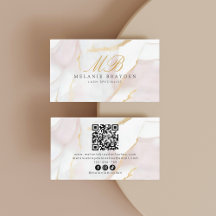 Rose or Blush rose marbre Monogramme QR Code