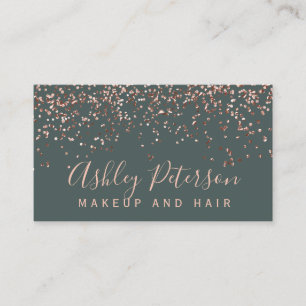 Carte De Visite Rose or confetti vert chic typographie