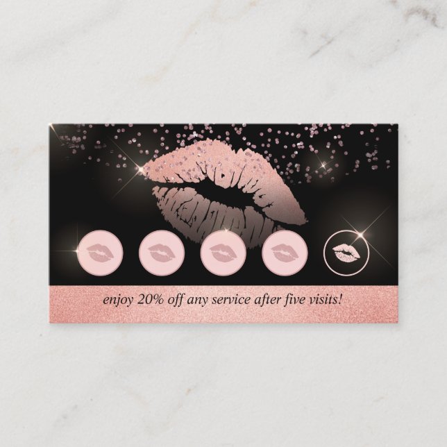Carte De Visite Rose or rose punch lèvres maquillage loyauté (Devant)