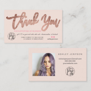 Carte De Visite Rose or script photo logo rose commande merci