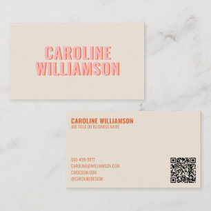 Carte De Visite Rose Orange Rétro Moderne Professionnel Audacieux