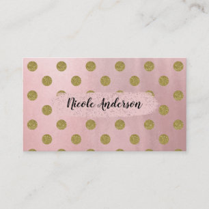 Carte De Visite Rose Pâle Doré Pailleté Glamour Points Ronds Migno