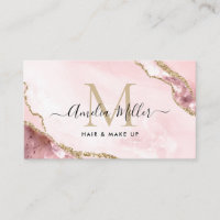 Rose Pâle Or Marbre Agate Coiffure Maquillage Mono