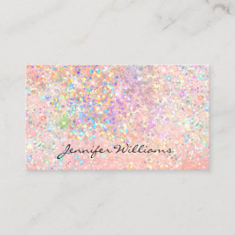 Carte De Visite Rose Pâle Pastel Élégant Paillettes Holographiques