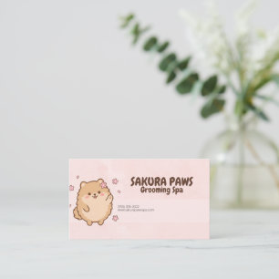 Carte De Visite Rose Pâle Pomeranian Sakura Fleur Ondulant