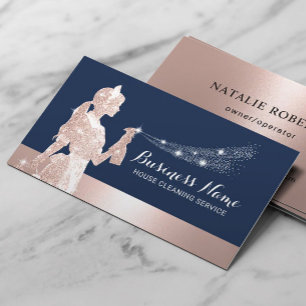 Carte De Visite Rose Parties scintillant d'or Nettoyage domestique