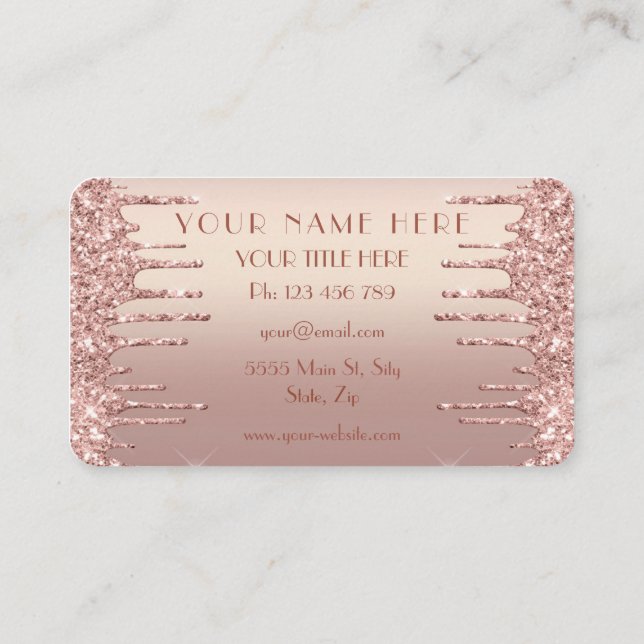 Carte de visite rose Parties scintillant Gold Conc (Dos)