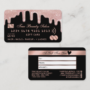 Carte De Visite Rose Parties scintillant Lecteurs de crédit noir c