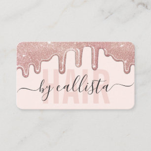 Carte De Visite Rose Parties scintillant or Drips Typographie Hair