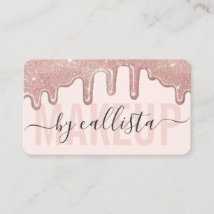 Carte De Visite Rose Parties scintillant or Drips Typographie maqu