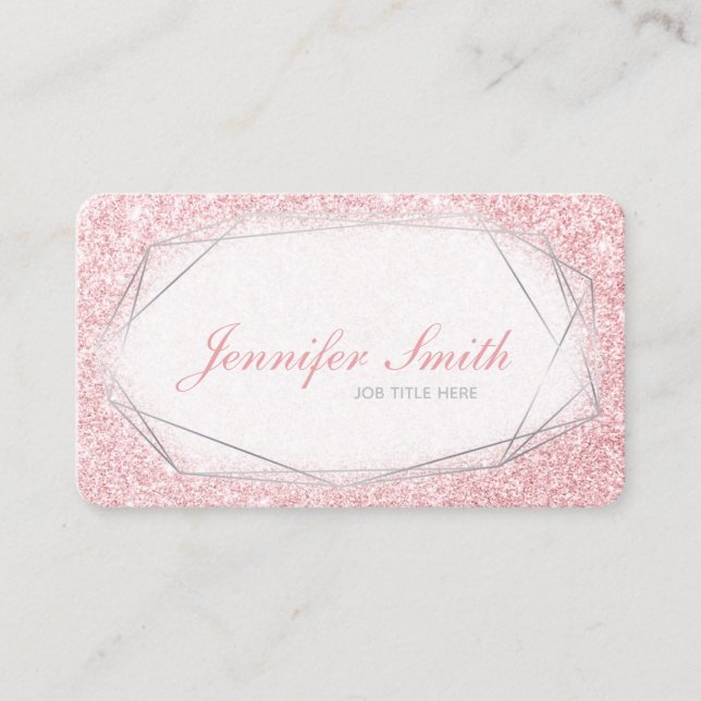 Carte De Visite Rose Parties scintillant or Gem Feminine (Devant)
