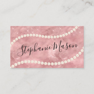 Carte De Visite Rose Parties scintillant or Gold Pearl Bijouterie