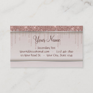 Carte De Visite Rose Parties scintillant or Lecteurs liquides