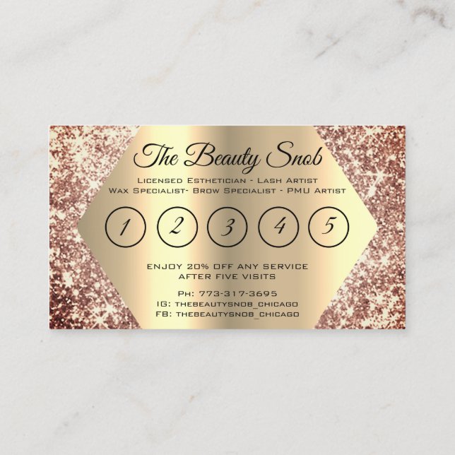 Carte De Visite Rose Parties scintillant or maquillage Artiste Las (Dos)