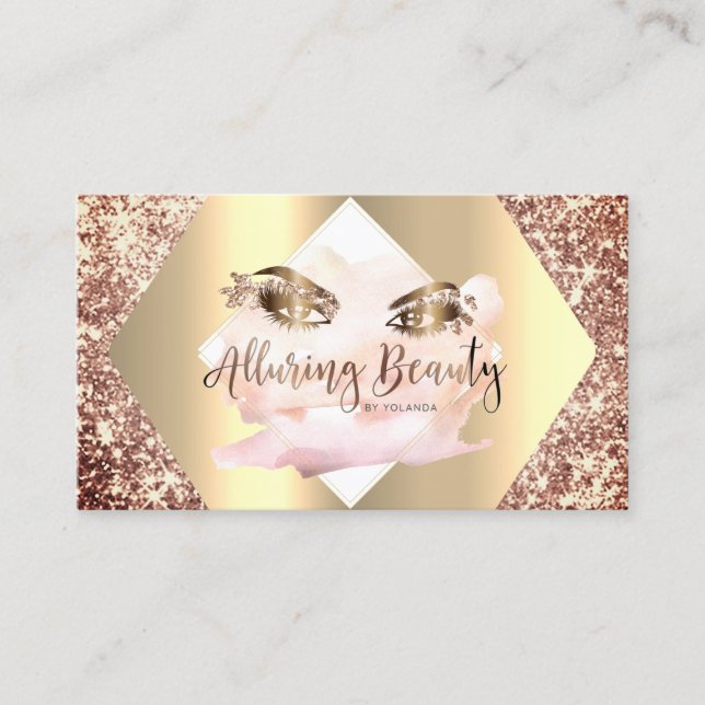 Carte De Visite Rose Parties scintillant or maquillage Artiste Las (Devant)