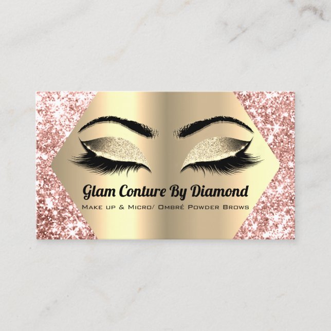 Carte De Visite Rose Parties scintillant or maquillage Artiste Las (Devant)