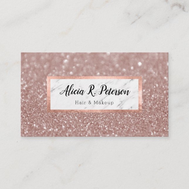 Carte De Visite Rose Parties scintillant or Marbre maquillage Arti (Devant)