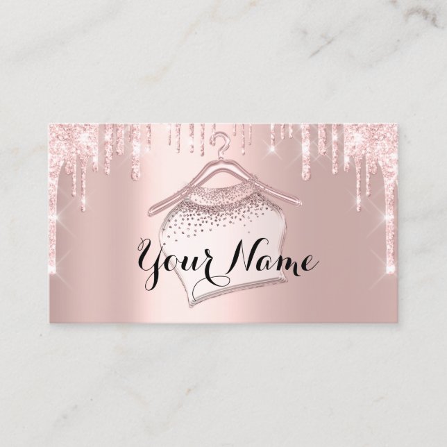 Carte De Visite Rose Parties scintillant rose Closet Hanger Boutiq (Devant)