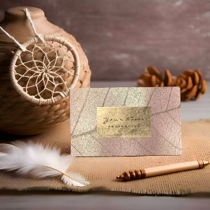 Carte De Visite Rose Pearly Sepia Gold Foil Botanical Delicical