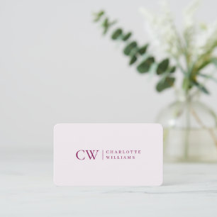 Carte de visite rose personnalisé Monogramme