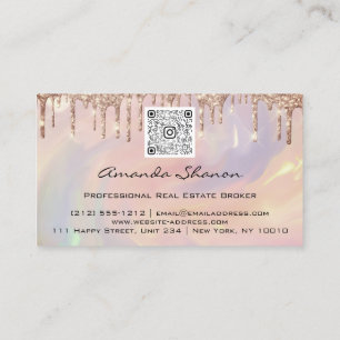 Carte De Visite Rose professionnel Fleurs Drip QRCODE Logo Busin