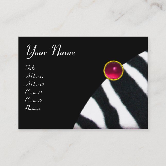 Carte De Visite ROSE, PURPLE BLACÉ ZEBRA FUR MONOGRAM fuchsia (Devant)