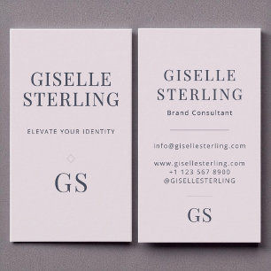 Carte De Visite Rose Quartz violet Monogramme Élégant minimaliste