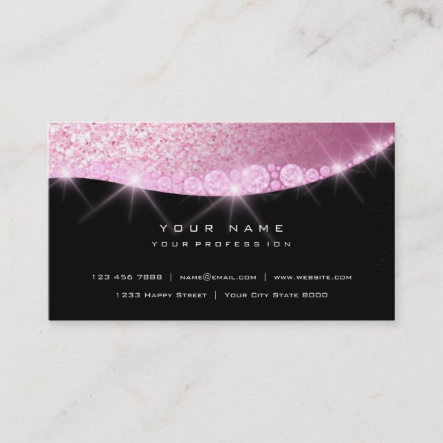 Carte De Visite Rose rose brillant Parties scintillant diamant noi (Devant)