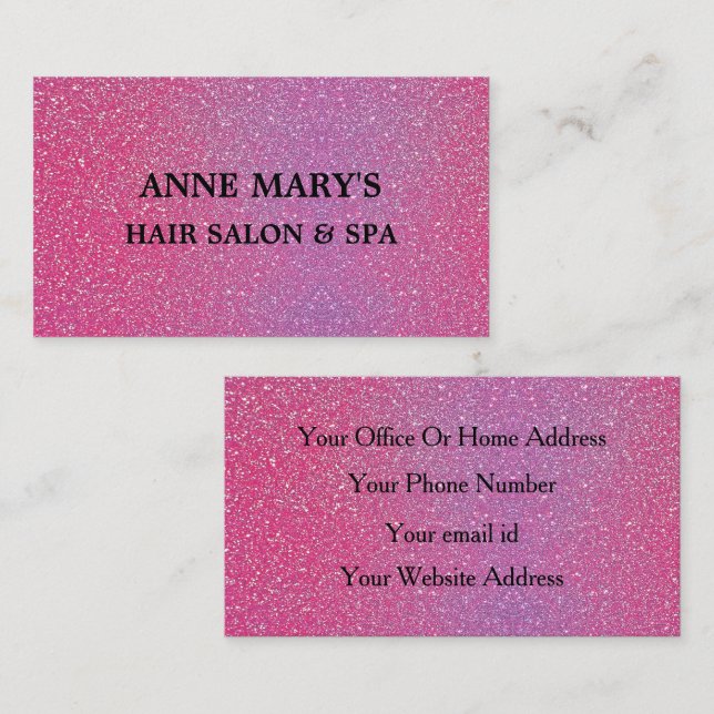 Carte De Visite Rose Rose Gold Parties scintillant Coiffeur Salon  (Devant / Derrière)